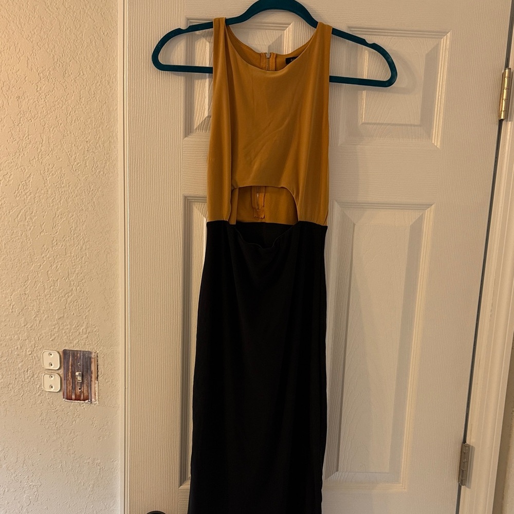 Fashion Nova Black and Gold Midi Dress